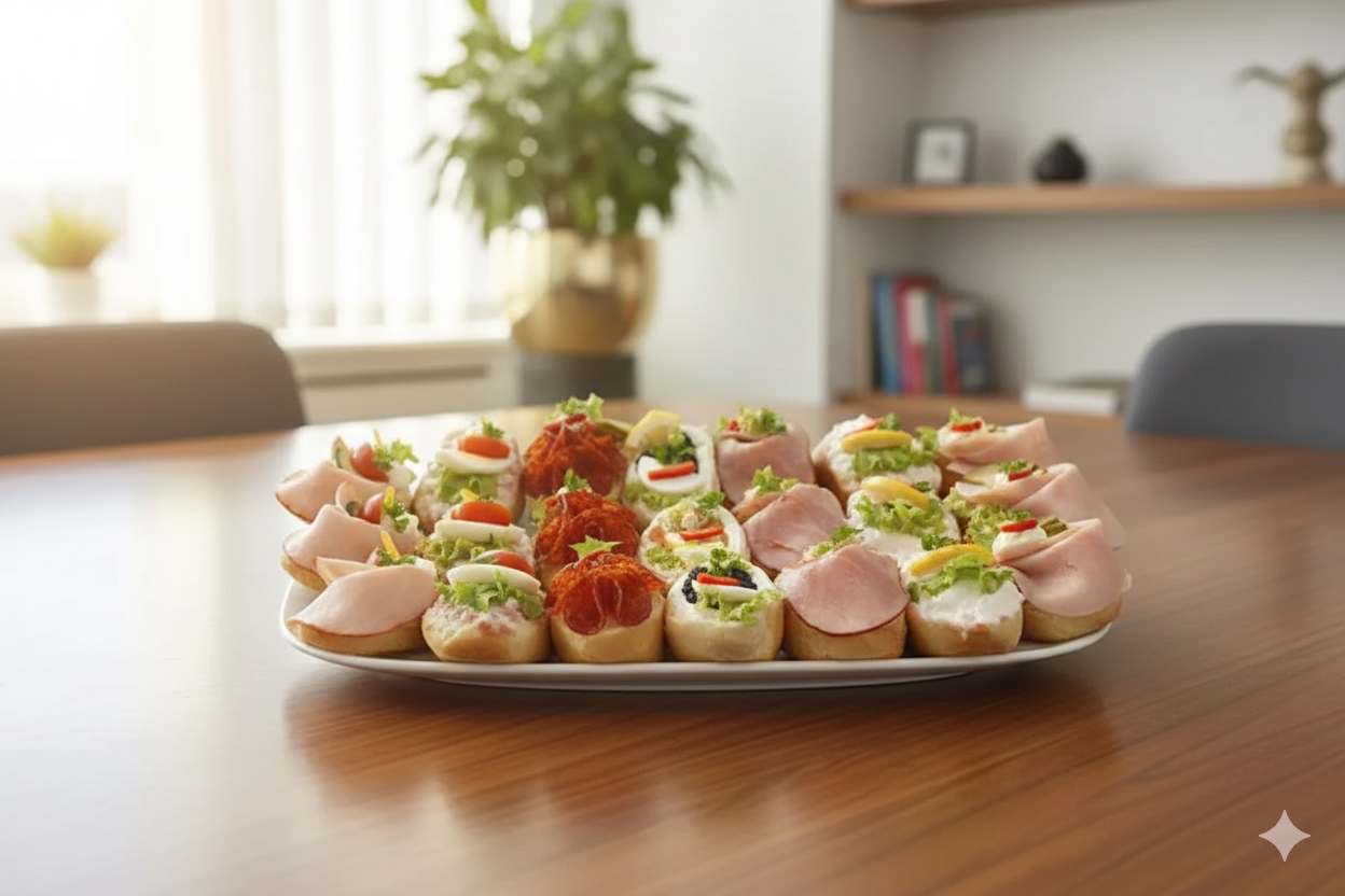 Mísa s čerstvými chlebíčky na firemní akci